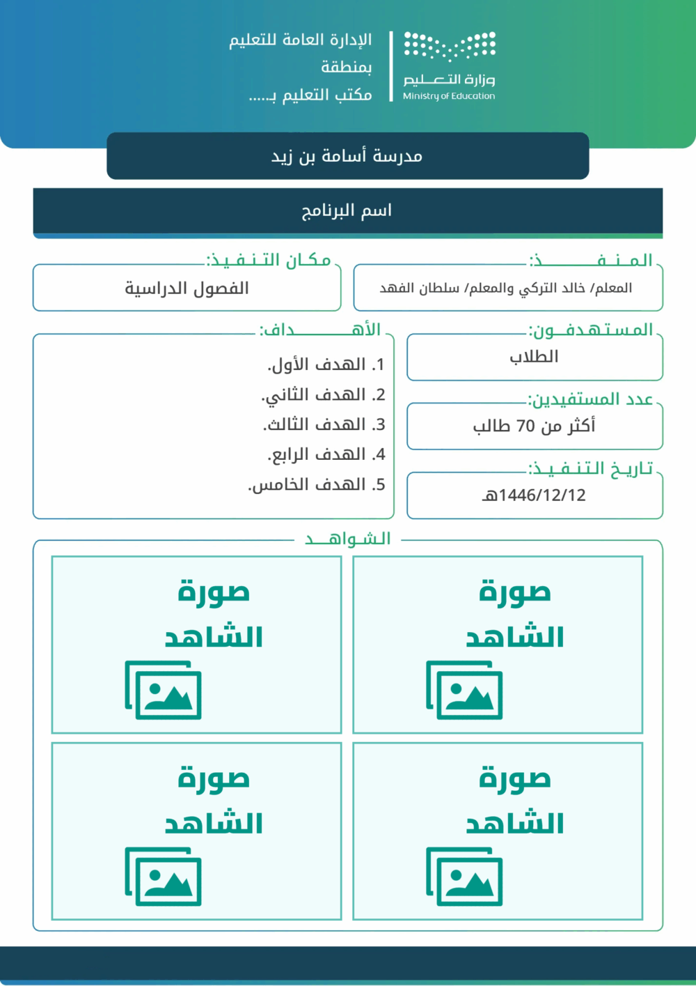 نموذج تقرير تنفيذ برنامج تغطية